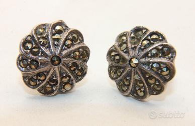 Orecchini splendidi Vintage argento marcasite