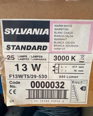 Tubo fluorescente T5 13W luce 3000K Sylvania