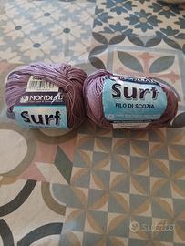 2 gomitoli di cotone viola Mondial Surf 
