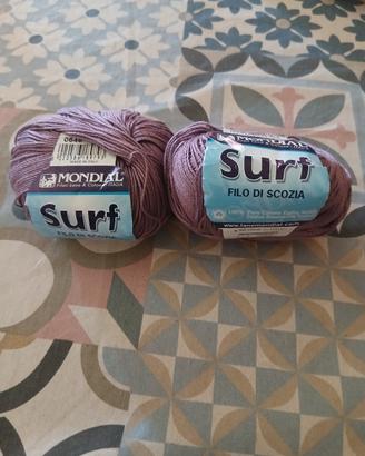 2 gomitoli di cotone viola Mondial Surf 