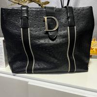 Christian Dior  D Logo Tote borsa pelle di struzzo