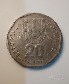 Moneta 20 Escudos Portogallo anno 1987