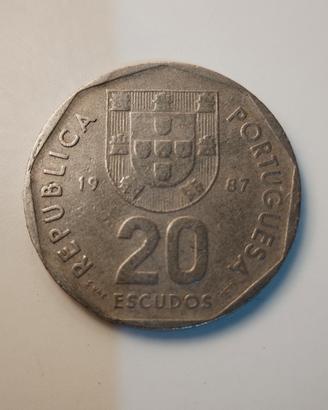 Moneta 20 Escudos Portogallo anno 1987