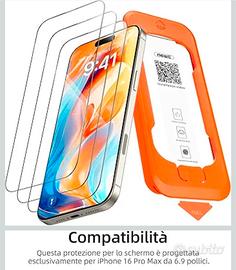 3 vetri temperati iphone 16 pro max