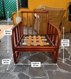 Poltrone in bambù/rattan vintage con braccioli