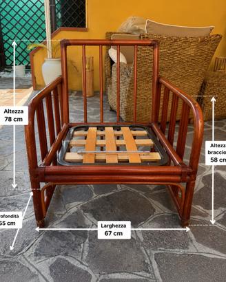 Poltrone in bambù/rattan vintage con braccioli