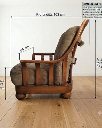 due poltrone in legno e pelle tapiro borbonese
