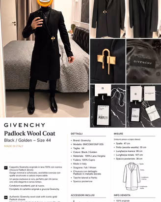 Givenchy Padlock Wool Coat Nero