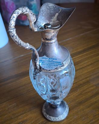 antica caraffa in argento e cristallo