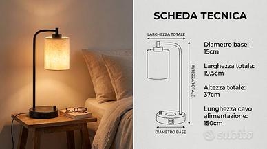 Lampada da comodino LED con ricarica wireless