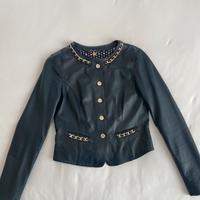 Giubbini giacca in vera pelle blu