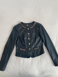 Giubbini giacca in vera pelle blu