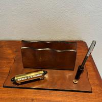 Set da scrivania in pelle vintage anni 70