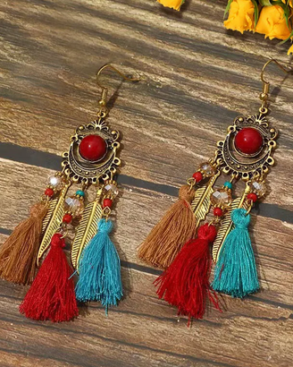 Orecchini Boho Chic RedSun con nappine