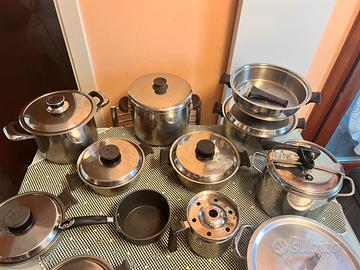 Batteria pentole acciaio inox 18/10 spessore 1 cm