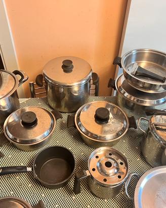Batteria pentole acciaio inox 18/10 spessore 1 cm