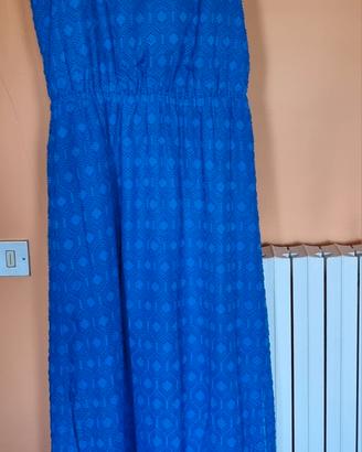 Abito estivo lungo blu, smanicato