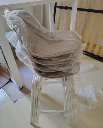 Set 4 sgabelli tortora con cuscino in similpelle