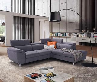 Divano angolare letto+pouf contenitore+ poggiatest