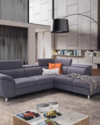 Divano angolare letto+pouf contenitore+ poggiatest