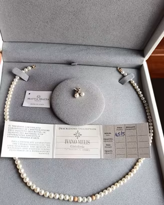 Parure Collana e Orecchini in Perle (4,5-5 mm)