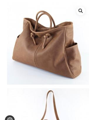 Borsa artigianale Yuri di pelle morbida marone