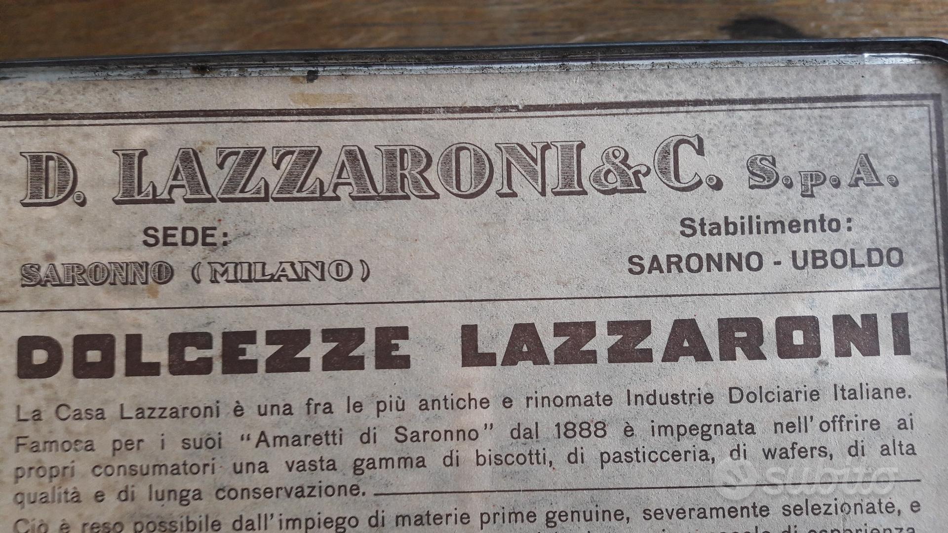 VECCHIA SCATOLA LATTA LAZZARONI ANNI 50 VINTAGE - Collezionismo In vendita  a Varese