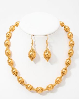 set collana e orecchini dorati handmade 