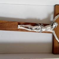 crocifisso noce/argento 25x13 
