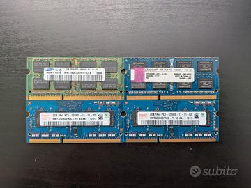 4x2GB RAM DDR3 SODIMM (per portatili)