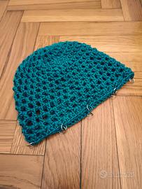 cappellino cuffietta a rete ottanio