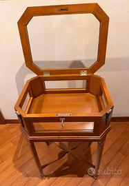 Tavolo bacheca espositore ottagonale in legno