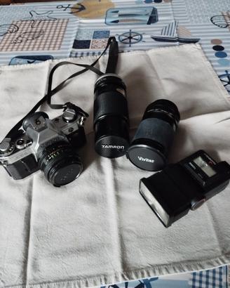 macchina fotografica Canon A E -1 con 3 accessori