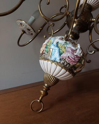 lampadario sospensione vintage ceramica anni 60