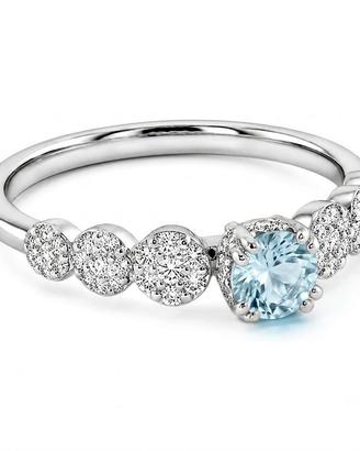 Anello veretta con Acquamarina e diamanti