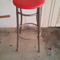 Sgabelli Alti da Bar Acciaio Pelle Rossa x6