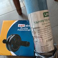 tappetino yoga+ruota addominali 