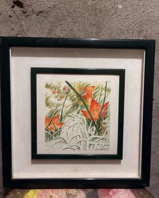 Quadro acquarello incorniciato soggetto botanico