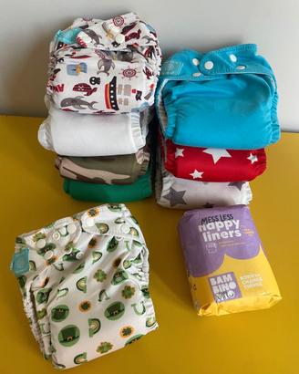 7 pannolini lavabili pocket + 1 omaggio 7–18 kg