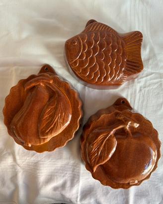 Tris Piral forme in terracotta vintage per budino
