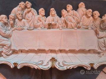 Ultima Cena in gesso dipinta a mano 