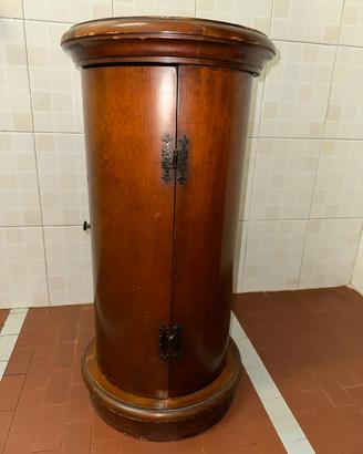 Comodino cilindrico in legno stile francese Impero