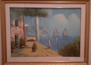 Dipinto d'Epoca Capri con Cornice Dorata 85x65