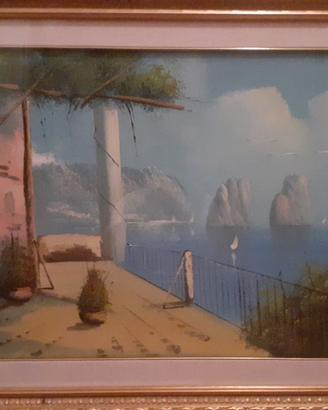 Dipinto d'Epoca Capri con Cornice Dorata 85x65