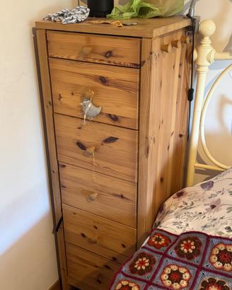 Cassettiera alta in legno 6 cassetti