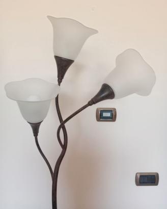 Piantana vintage in metallo e vetro