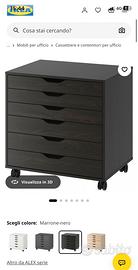Cassettiera alex nera 67x66 con ruote