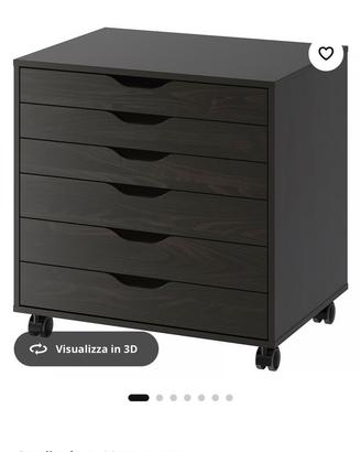 Cassettiera alex nera 67x66 con ruote