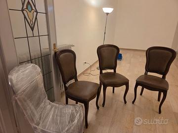 4 sedie vintage, con seduta in pelle