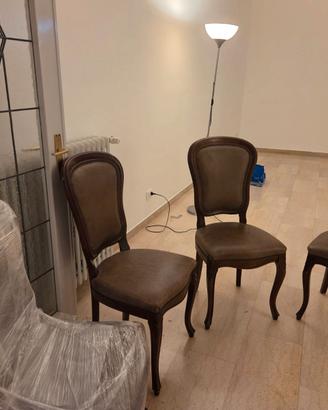 4 sedie vintage, con seduta in pelle